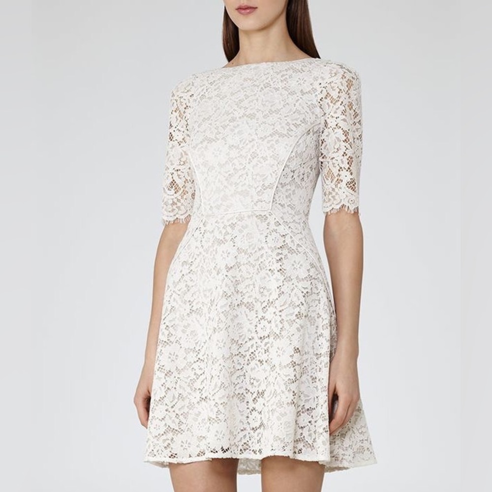 Reiss Missie Fit and Flare Dress in Off-White - size 4